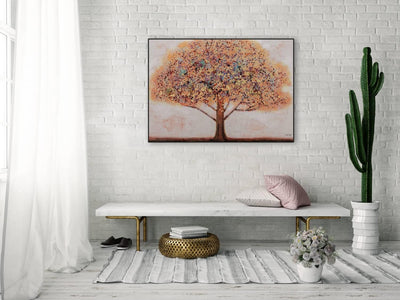 KunstLoft Leinwandbild | 100% HANDGEMALT | 100x70cm | Gemälde 'Baum der Erinnerung' | Wald & Bäume |