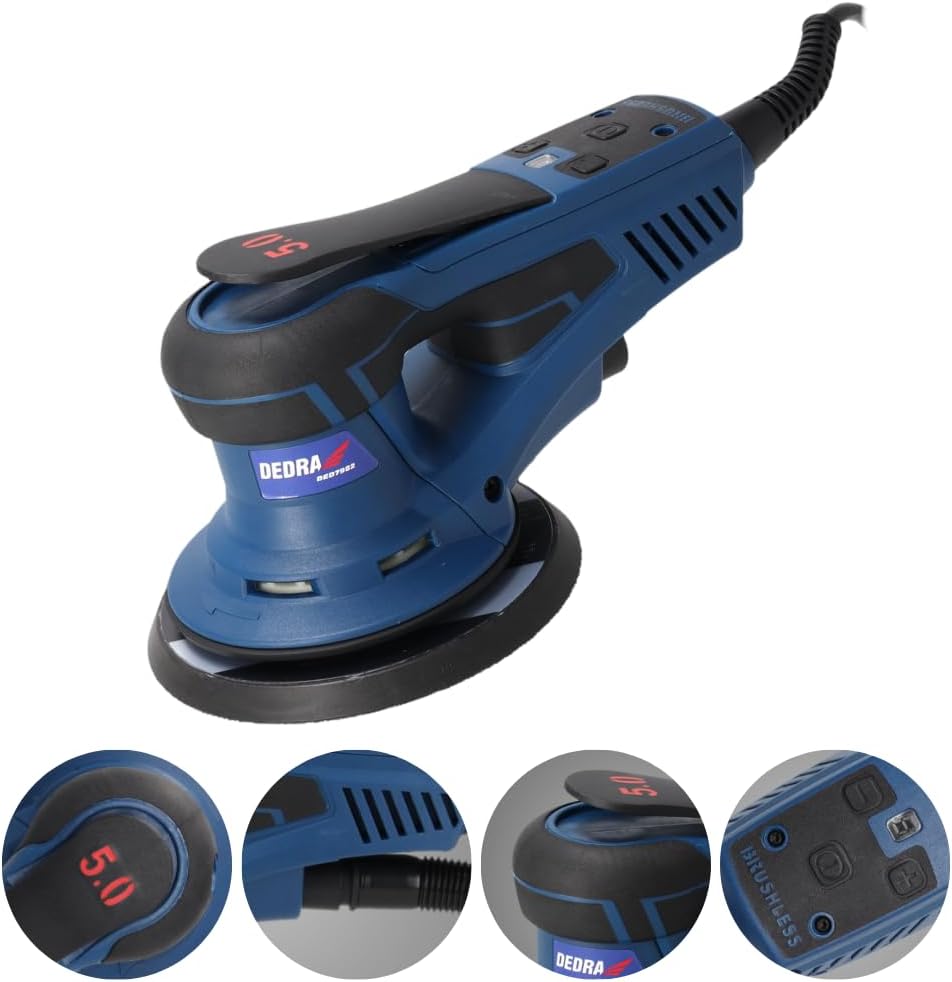 DEDRA Exzenterschleifer Exzenterschleifer 350W, Ø150mm – Bürstenlos, regelbare Drehzahl 4000–10000 U