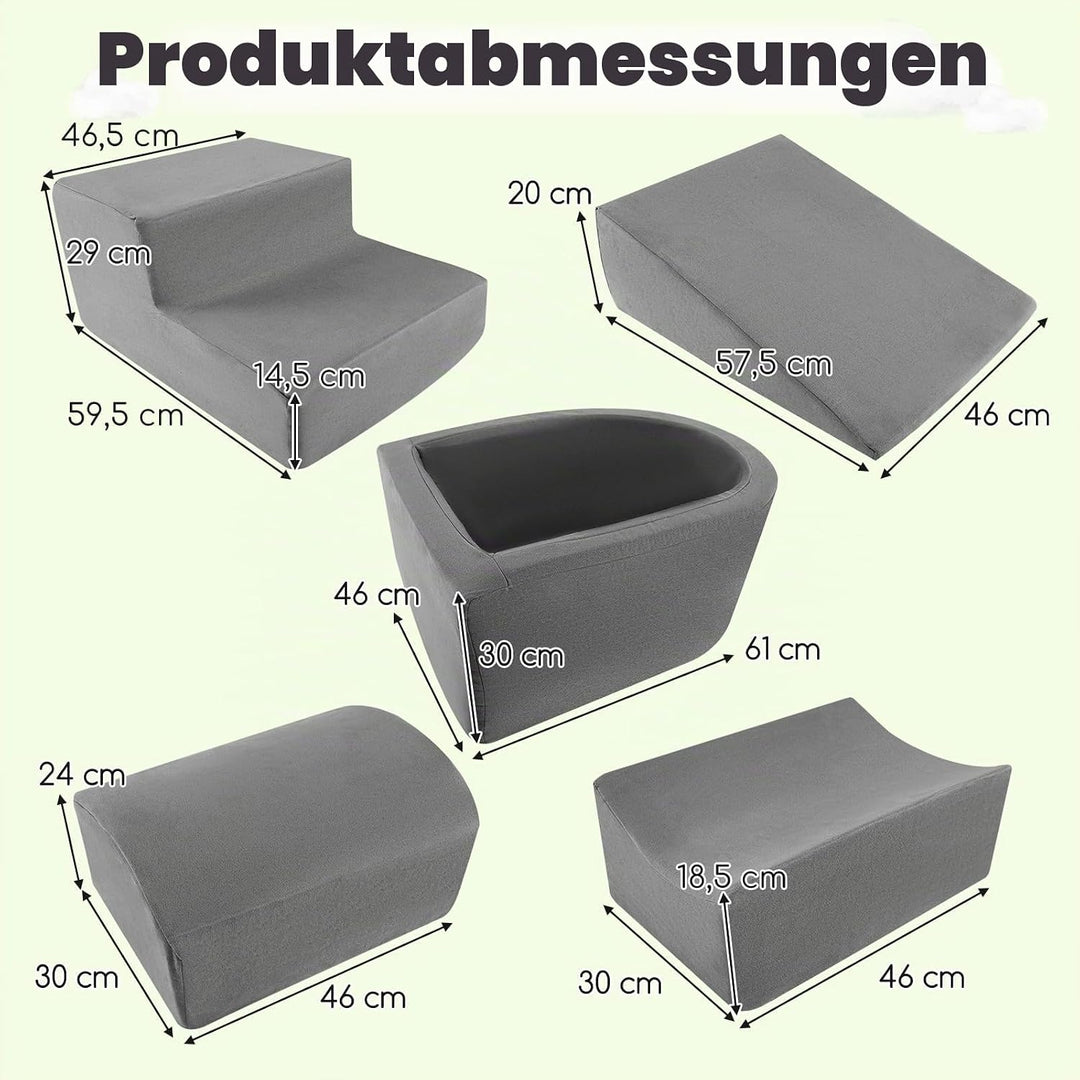 COSTWAY 5 TLG. Schaumstoffbausteine, Riesenbausteine mit Bällebad, Grossbausteine zum Toben und Klet