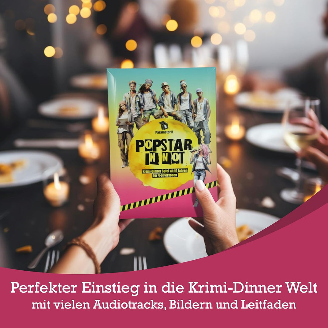 Popstar in Not - Krimidinner für 4-6 Personen – ab 10 Jahren - Krimidinner für Zuhause für Familien