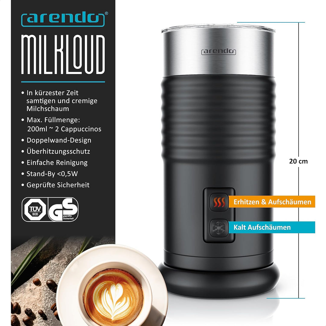 Arendo - Milchaufschäumer elektrisch - automatisch - Milk frother - Neues Modell Strix Controller -