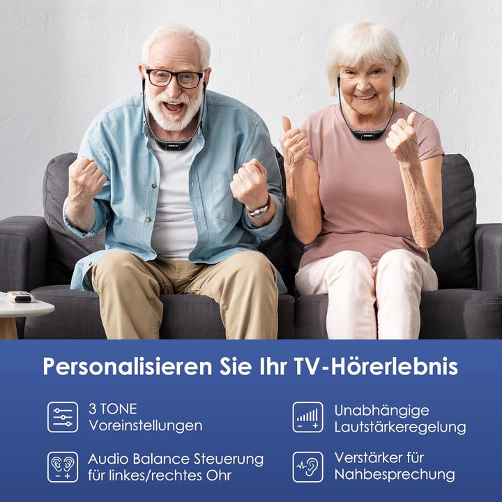 SIMOLIO Duo Kabellose TV Kopfhörer mit Dialogmodus, Funkkopfhörer für Fernseher und Musikanlagen mit