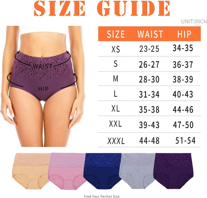 Senllori Damen Unterwäsche, hohe Taille, Baumwolle, Bauchkontrolle, weiche volle Abdeckung Multipack