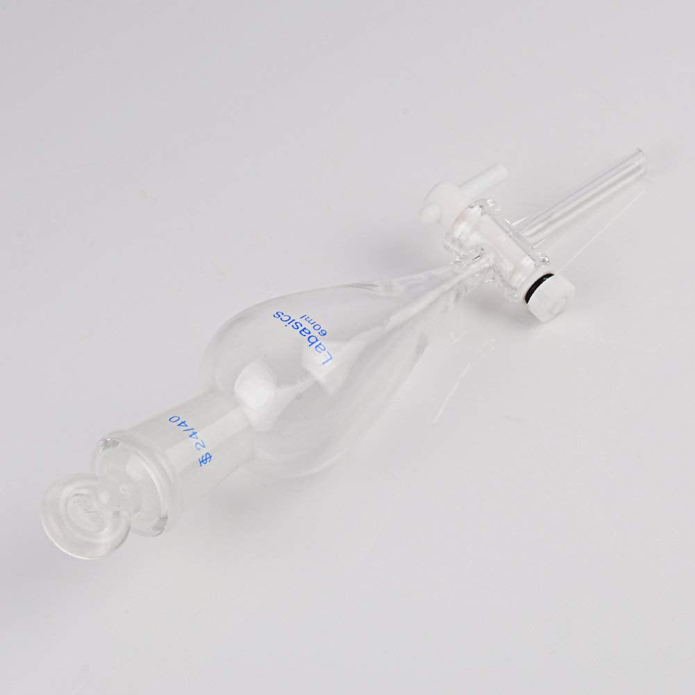 Labasics 60ml Borosilikatglas Konischer Scheidetrichter mit PTFE-Absperrhahn, Separatory Funnel 60 m