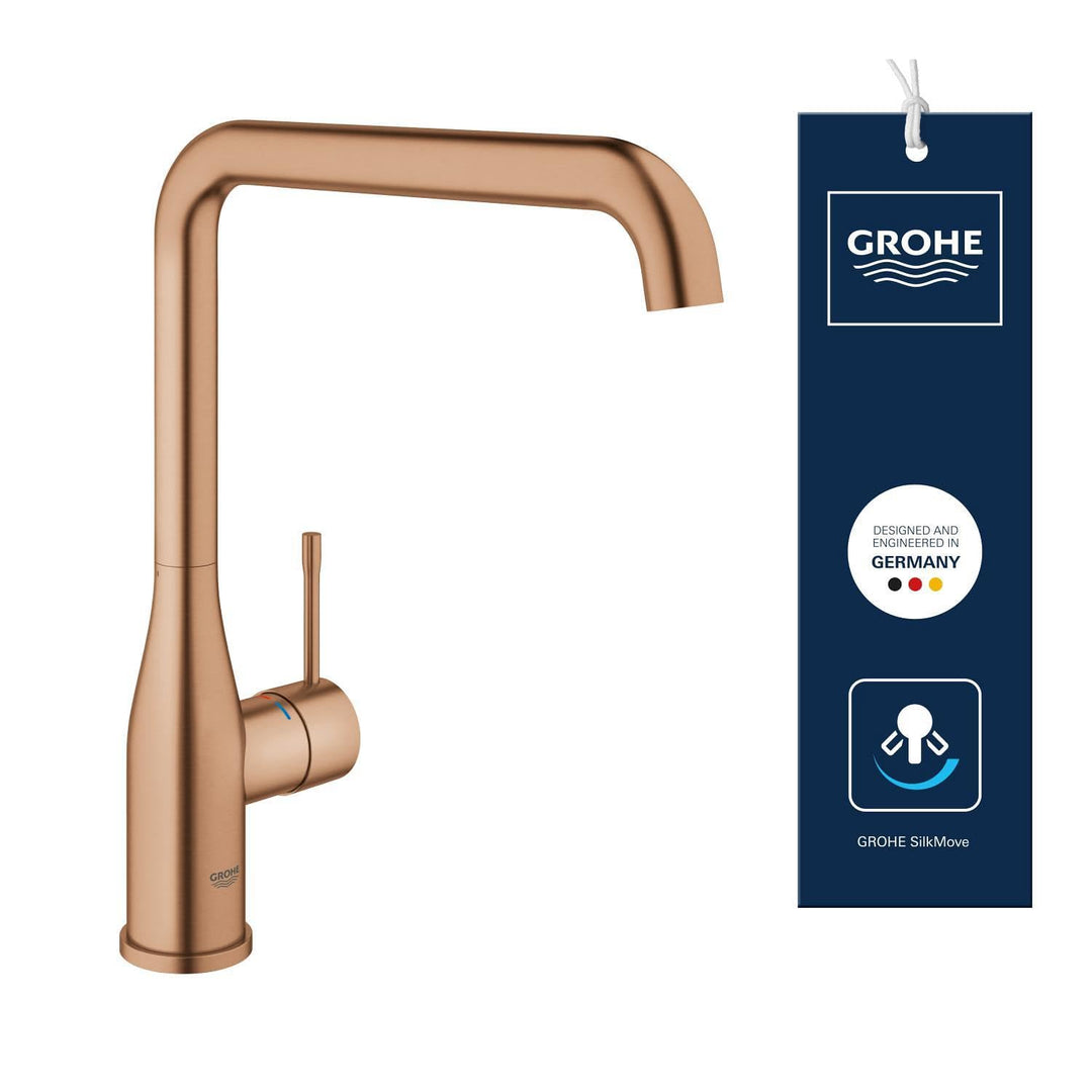 GROHE Essence New - Einhand-Spültischbatterie (hoher Auslauf, Schwenkbereich wählbar 0°/150°/360°, f