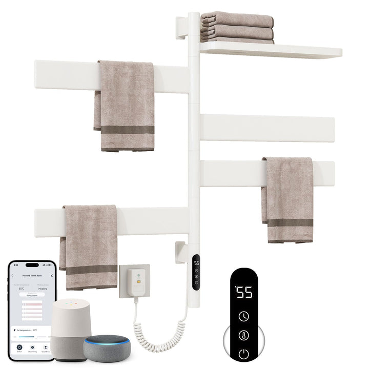 Badheizkörper Elektrisch 450×770mm 120W WiFi Weiss Elektrischer Handtuchheizkörper für Alexa und Goo