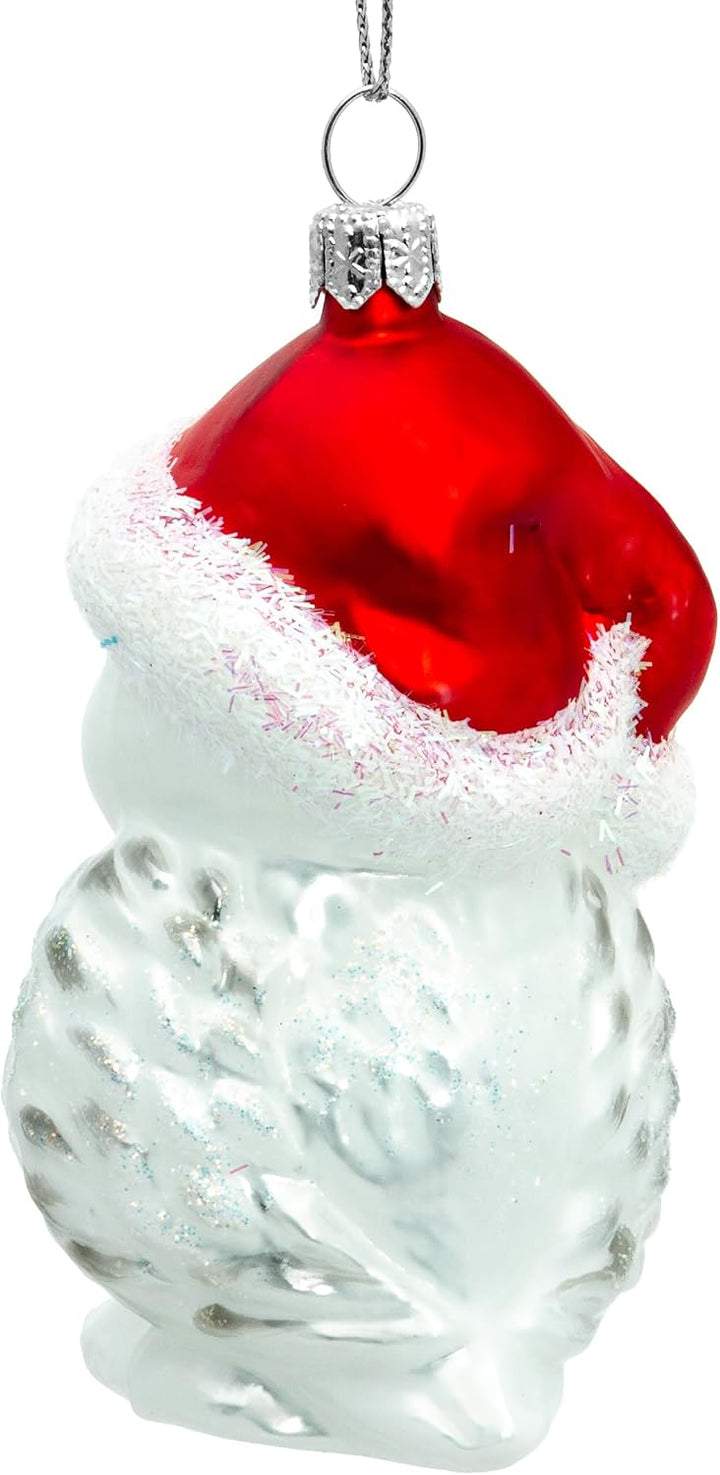 SIKORA Eule mit Weihnachtsmütze besondere Weihnachtskugel Glas Christbaumschmuck Deko Figur Weihnach