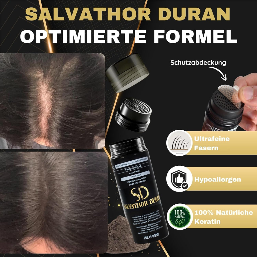 SALVATHOR DURAN Streuhaar zur Haarverdichtung - Schütthaar zur vollem Haar in Sekunden - Haar Puder