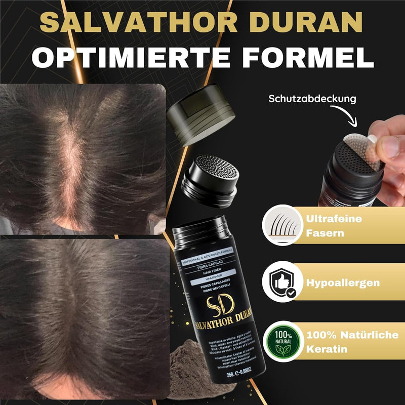 SALVATHOR DURAN Streuhaar zur Haarverdichtung - Schütthaar zur vollem Haar in Sekunden - Haar Puder