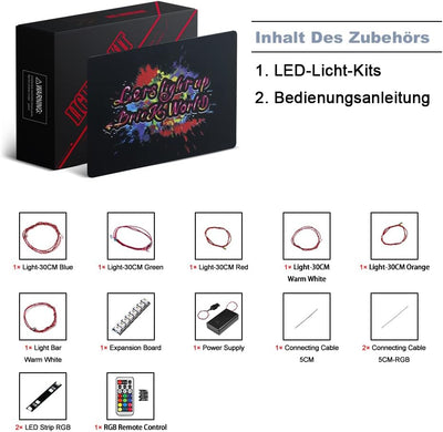 Led Licht Set für Lego Nano Handschuh Bausatz zum Sammeln, RGB-Fernbedienung Led Beleuchtungs Set fü