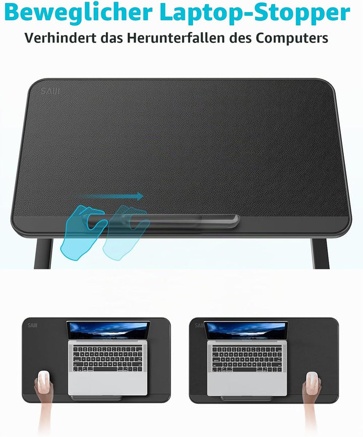 SAIJI Laptoptisch fürs Bett, einstellbare Höhe, Neigungswinkel, Laptoptisch mit klappbare Beine, Rod