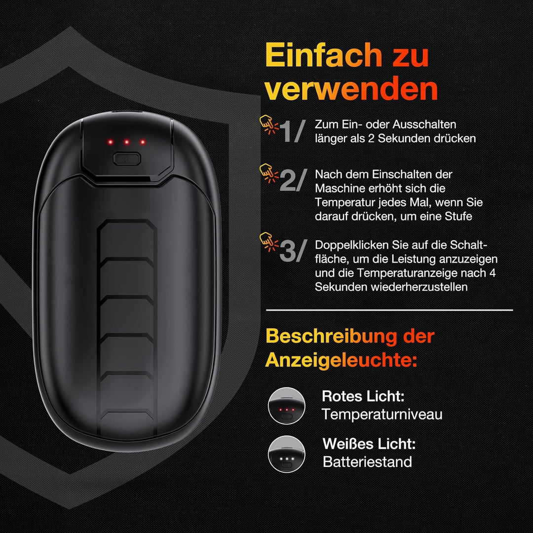 Handwärmer, wiederaufladbar, magnetischer elektrischer Handwärmer, 7 Stunden Wärme, 3 Stufen, Wärme
