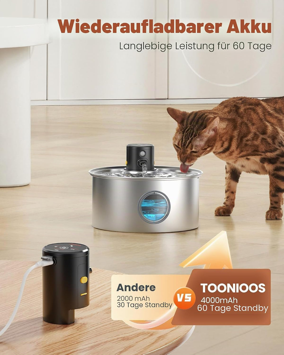 Katzenbrunnen mit Bewegungsmelder Katzen Trinkbrunnen Edelstahl: Katzentrinkbrunnen Sensor - 3.2L Tr