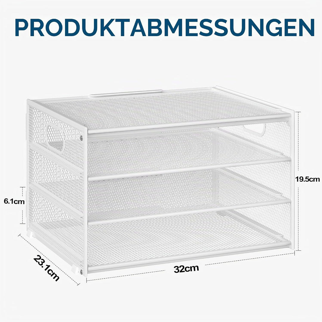 Marbrasse Schreibtisch Organizer,4-Stufiges Metall Netz-Briefablage mit Griff,Zeitungsordner,Papier