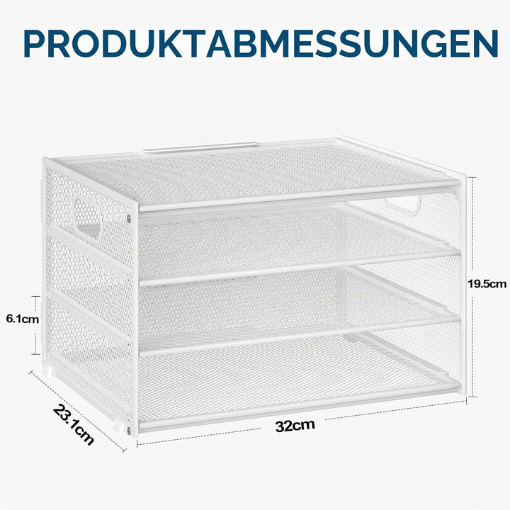 Marbrasse Schreibtisch Organizer,4-Stufiges Metall Netz-Briefablage mit Griff,Zeitungsordner,Papier