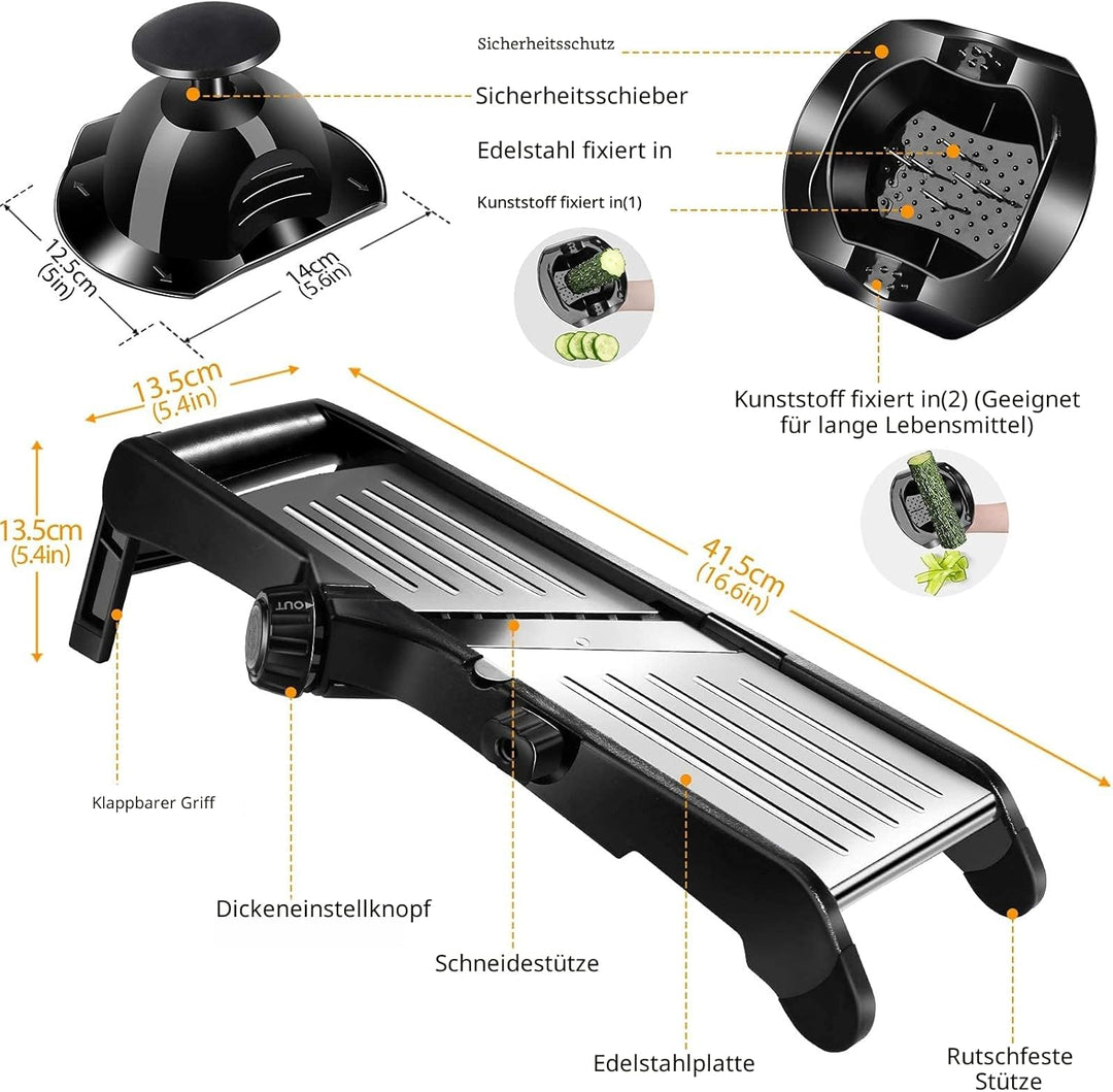 MASTERTOP Mandoline Gemüsehobel, 10 In1 Verstellbar Gemüseschneider Gurkenhobel für Kartoffelchip, Z