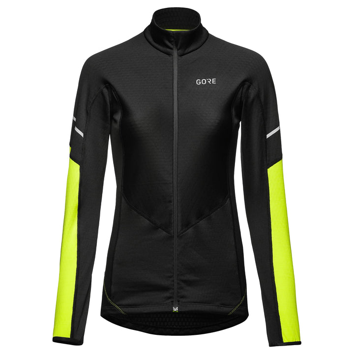 GORE WEAR Damen Thermo Langarm-Shirt mit Reissverschluss, Multisport 38 Black/Neon Yellow, 38 Black/