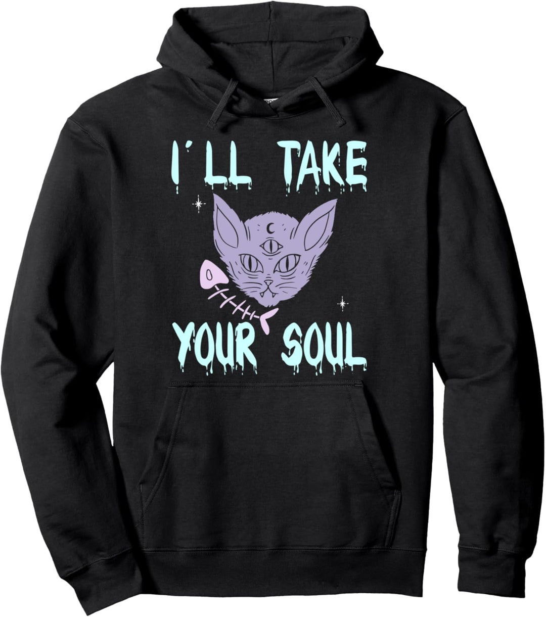 Niedliche Pastell-Gothic-Katze Kawaii I´ll take your soul Pullover Hoodie