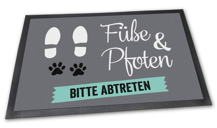 Fussmatte mit lustigem Spruch - Füsse und Pfoten - Witziger Fussabtreter - Geschenk für Tierfreunde