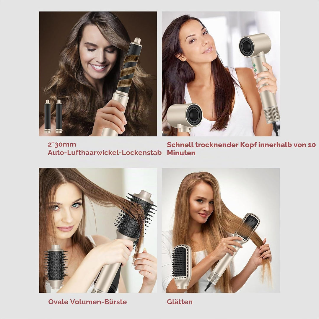 Air Styler 7 in 1 Hair Styler Airbrush Haarstyler mit 110000 U/Min Haartrockner 1300W High Speed Föh