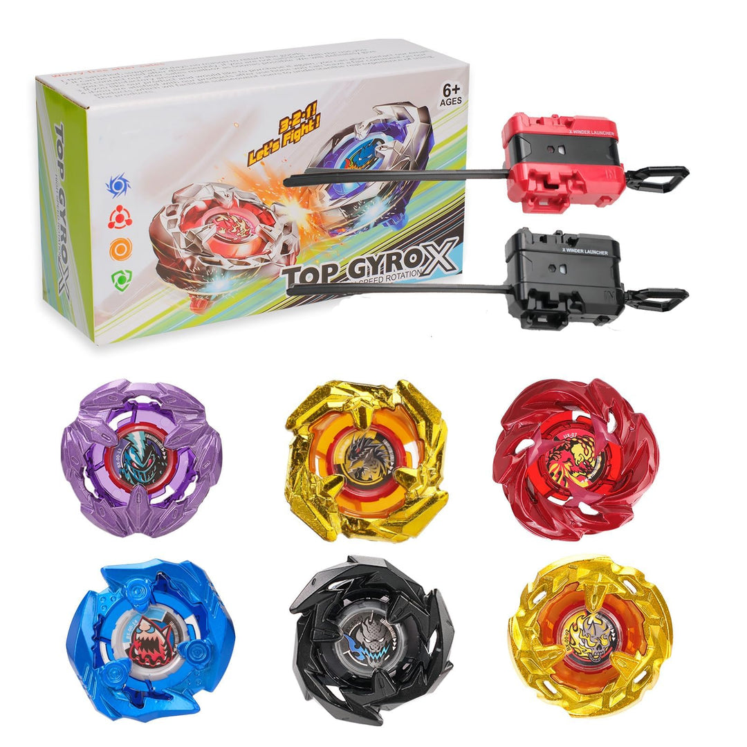kreisel X Battle Set, 6 rechte Gryo und 2 X Launhcers, Great Starter Gyro Pack für Jungen Spielzeug