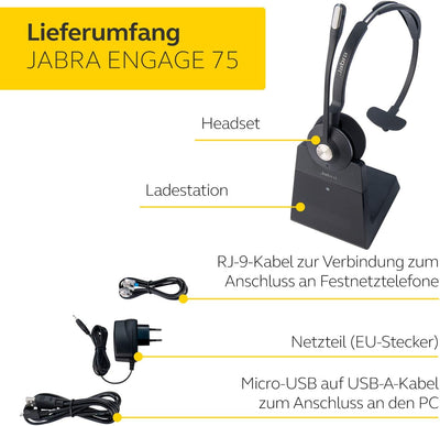 Jabra Engage 75 On-Ear Dect Mono Headset - Skype for Business zertifizierter drahtloser Kopfhörer mi