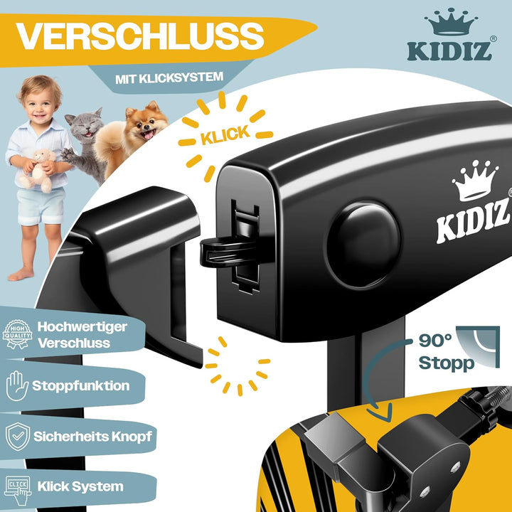 KIDIZ® Türschutzgitter Absperrgitter Treppengitter Kindergitter | Gitter Haustier | ohne Bohren | be