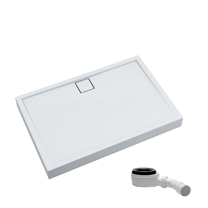 AQUABAD Duschwanne/Duschtasse | Komplettset Finca mit LeakProtect Technologie Smooth White 80x140cm