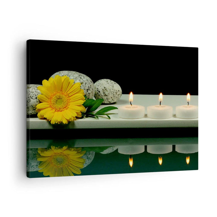 ARTTOR Bilder auf Leinwand Spa Blume Kerze Stein Leinwandbild 70x50cm Wandbilder Dekoration Wohnzimm