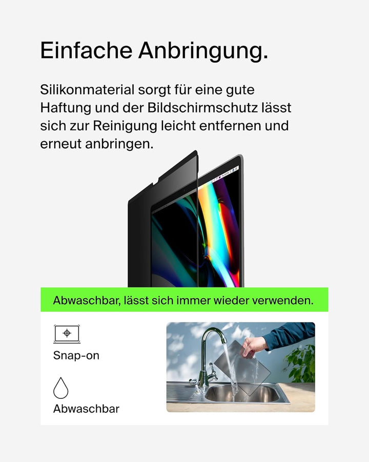 Belkin ScreenForce TruePrivacy Bildschirmschutz für MacBook Pro 16" M1-3, entspiegelte Blickschutzfo