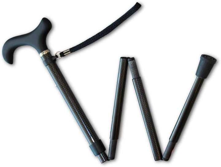 KMINA PRO - Gehstock Klappbar Carbon, Damen Höhenverstellbar, Elegant, Spazierstock Herren Schwarz,