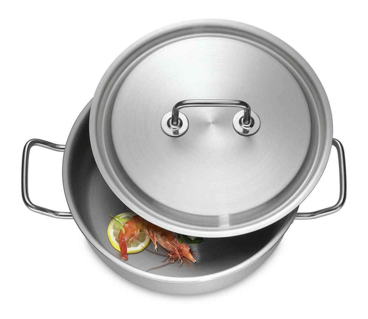 Spring 0415500622 Brigade Premium Bratentopf nieder mit Deckel, Edelstahl, silber, 12,6 x 29,4 x 33,