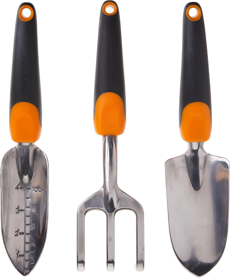 Fiskars Gartenwerkzeug Ergo 3 Piece Set schwarz/orange, Ergo 3 Piece Set