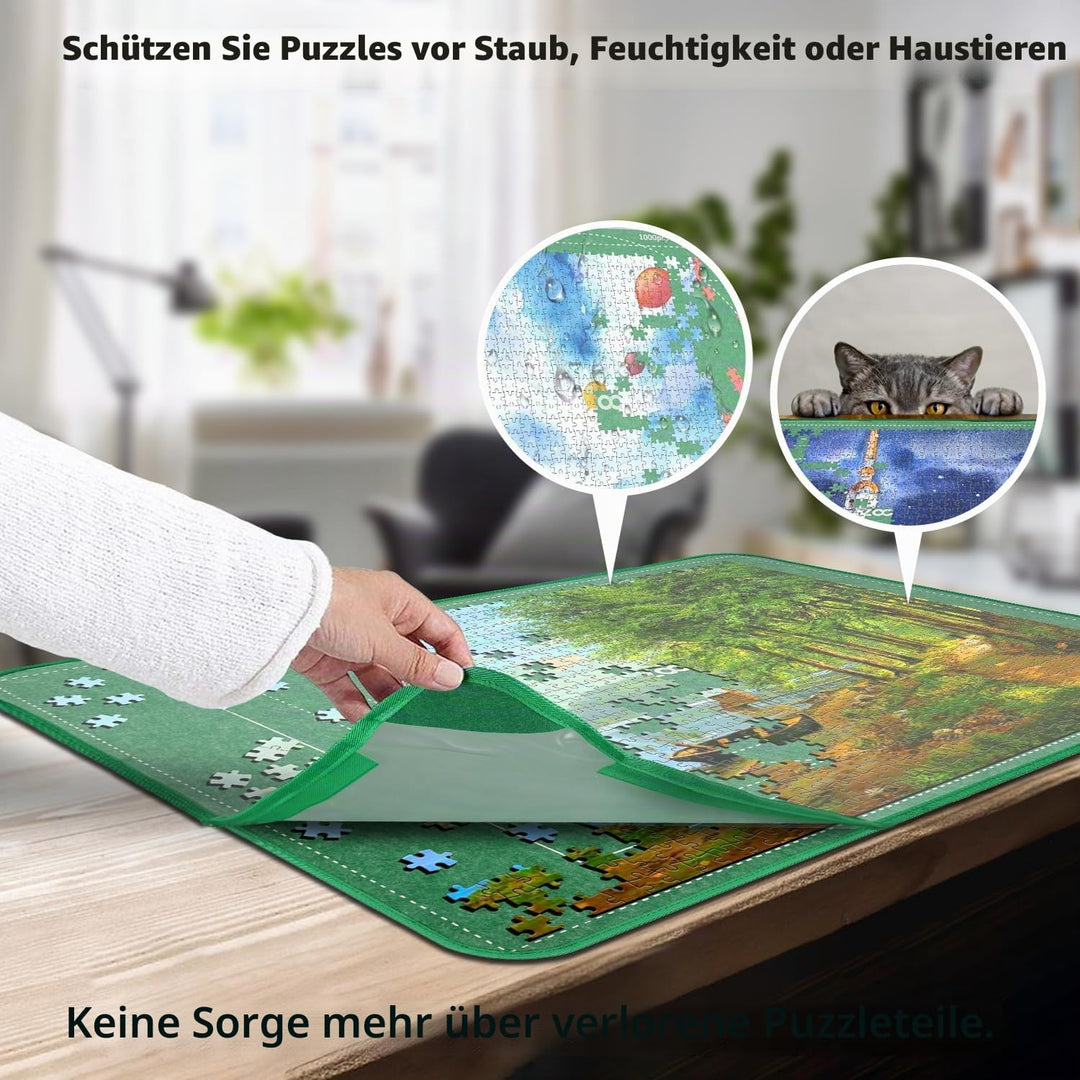 MOZOOSON Faltbares Puzzlebrett, Puzzlematte 2000 Teile mit Abdeckung, Puzzle-Aufbewahrung 41.3x31.5i
