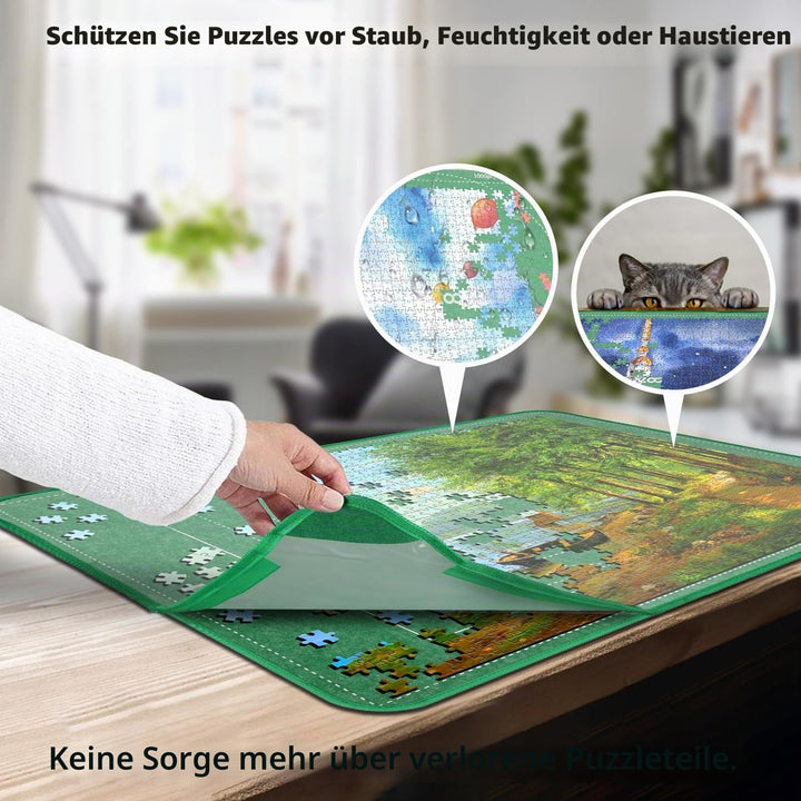 MOZOOSON Faltbares Puzzlebrett, Puzzlematte 2000 Teile mit Abdeckung, Puzzle-Aufbewahrung 41.3x31.5i