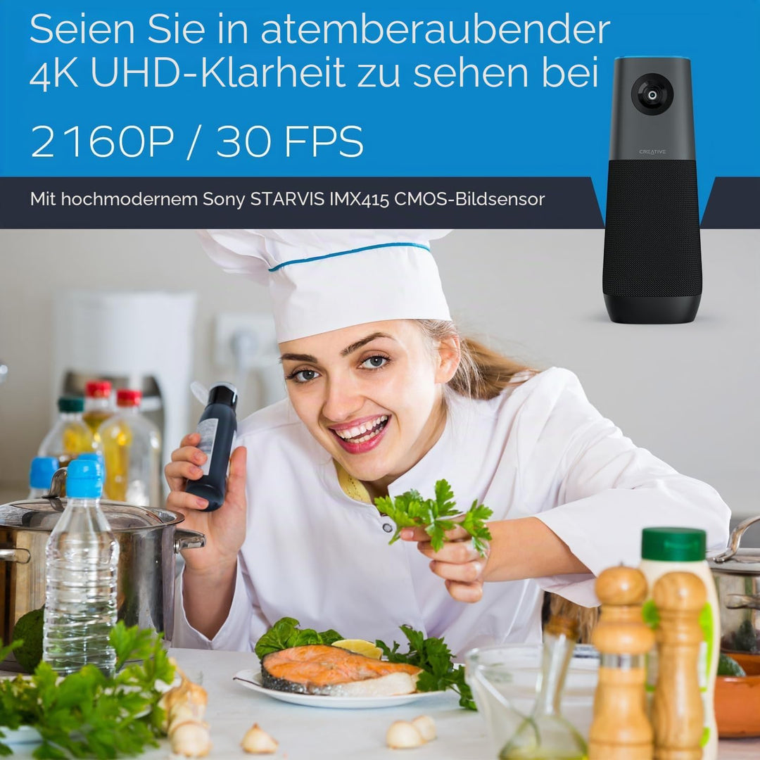 Creative Live! Meet 4K - 4K-UHD-Konferenz-Webcam mit automatischer Verfolgung und 7-Fach-Digitalzoom