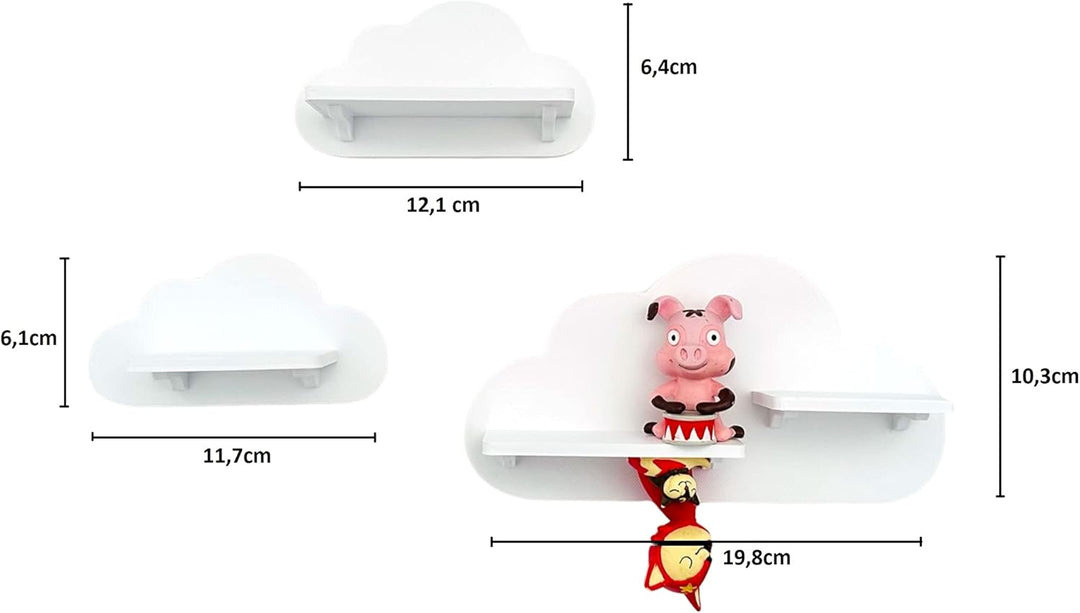 3er Wolken-Set Weiss passend/Kompatibel für Toniefiguren - Figuren halten auch Kopfüber