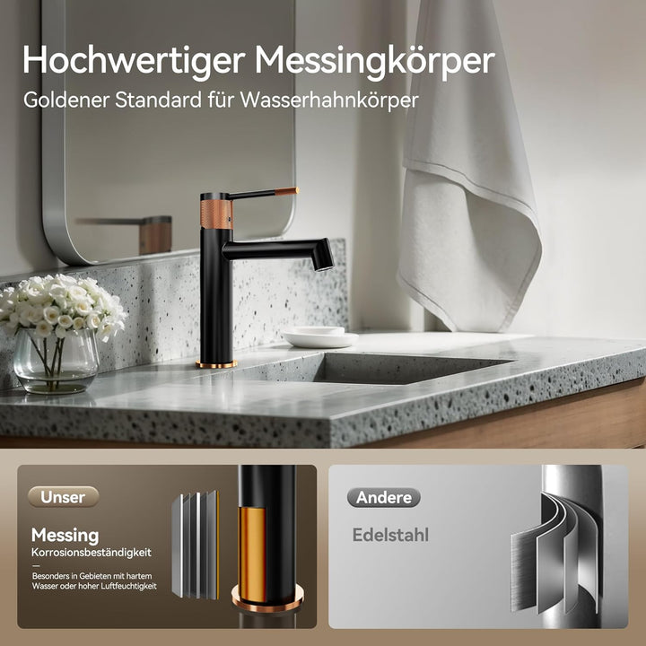 ALPHA HOME Bad Wasserhahn Einhebelmischer Mischbatterie Badarmatur Waschtischarmatur Waschbeckenarma