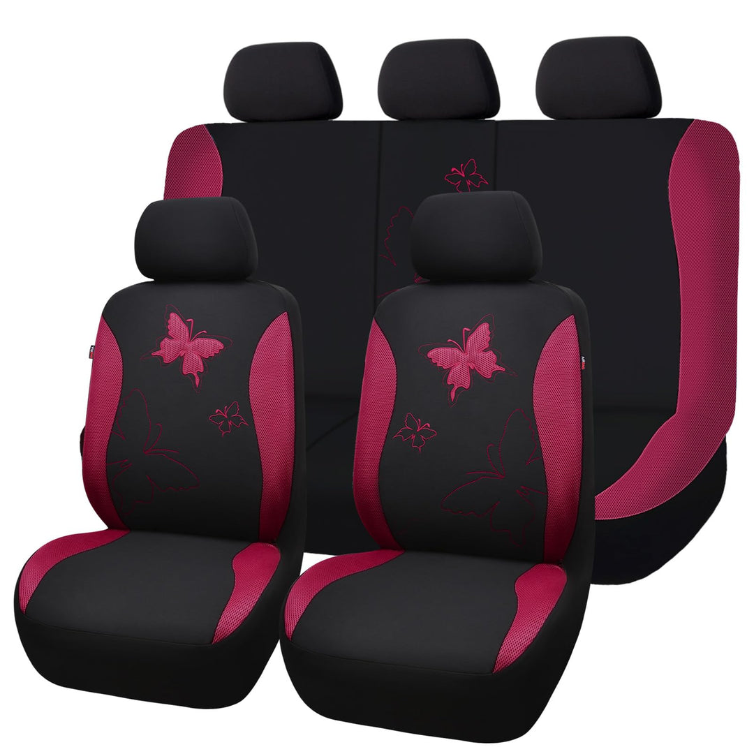 Flying Banner Maschen Schmetterling Universal für Auto Sitzbezüge Seitenairbags Kompatibel (Burgunde