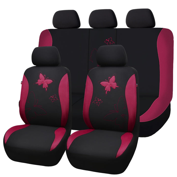 Flying Banner Maschen Schmetterling Universal für Auto Sitzbezüge Seitenairbags Kompatibel (Burgunde