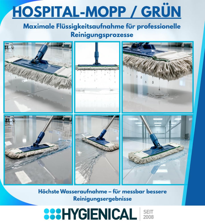 Wischmopp Set für Krankenhäuser und Hospitale, Profi-Moppbezüge, Moppbezüge für Mopphalter, Schlinge
