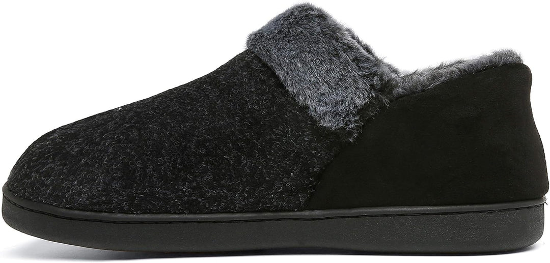 Mishansha Herren Winter Warme Hausschuhe Memory Foam Plüsch Pantoffeln,Gr.39-48, Rauchiges Schwarz 4