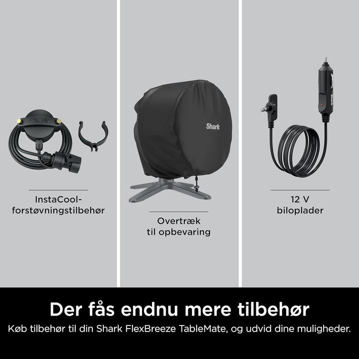 Shark FlexBreeze TableMate Akku-Ventilator, innen & aussen, ≤24h Laufzeit, Hochgeschwindigkeits-Kühl