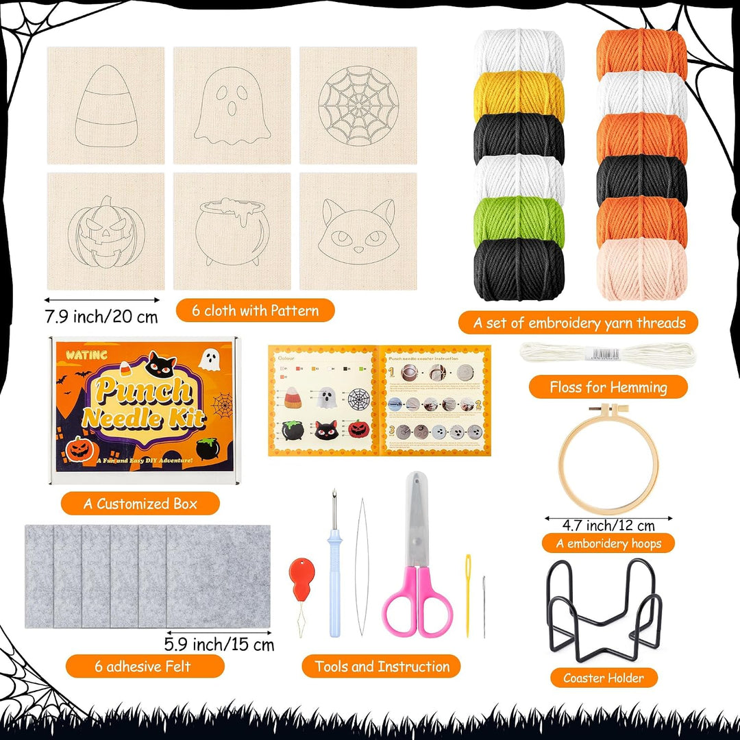 WATINC Punch Needle Untersetzer Kit 23pcs Einfache Kunst Werk Dekor Handwerk Versorgung für Anfänger