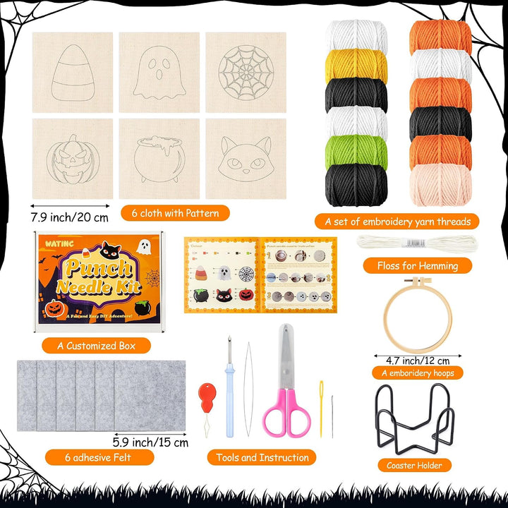 WATINC Punch Needle Untersetzer Kit 23pcs Einfache Kunst Werk Dekor Handwerk Versorgung für Anfänger