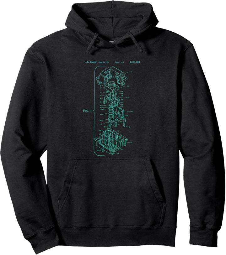 Mechanische Tastatur Patent Zeichnung Grafik Design Kunst Pullover Hoodie