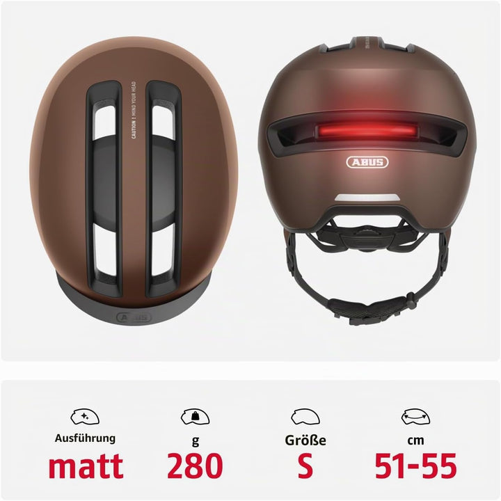 ABUS Urban Helm HUD-Y - mit magnetischem, aufladbarem LED-Rücklicht &amp; Magnetverschluss - cooler Fahr