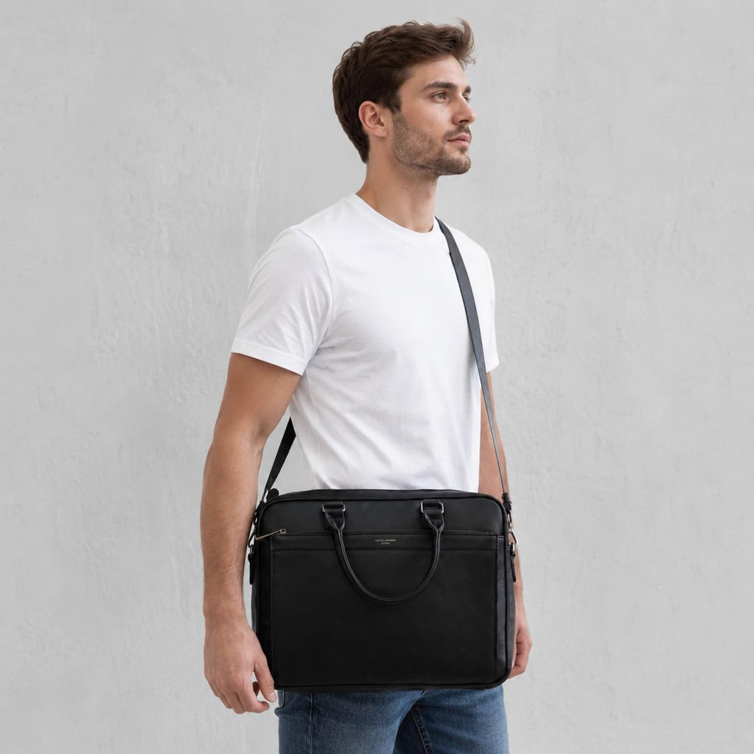 David Jones - Herren Grosse Aktentasche - Mann 15 Zoll Laptoptasche - PU Leder Arbeitstasche Busines