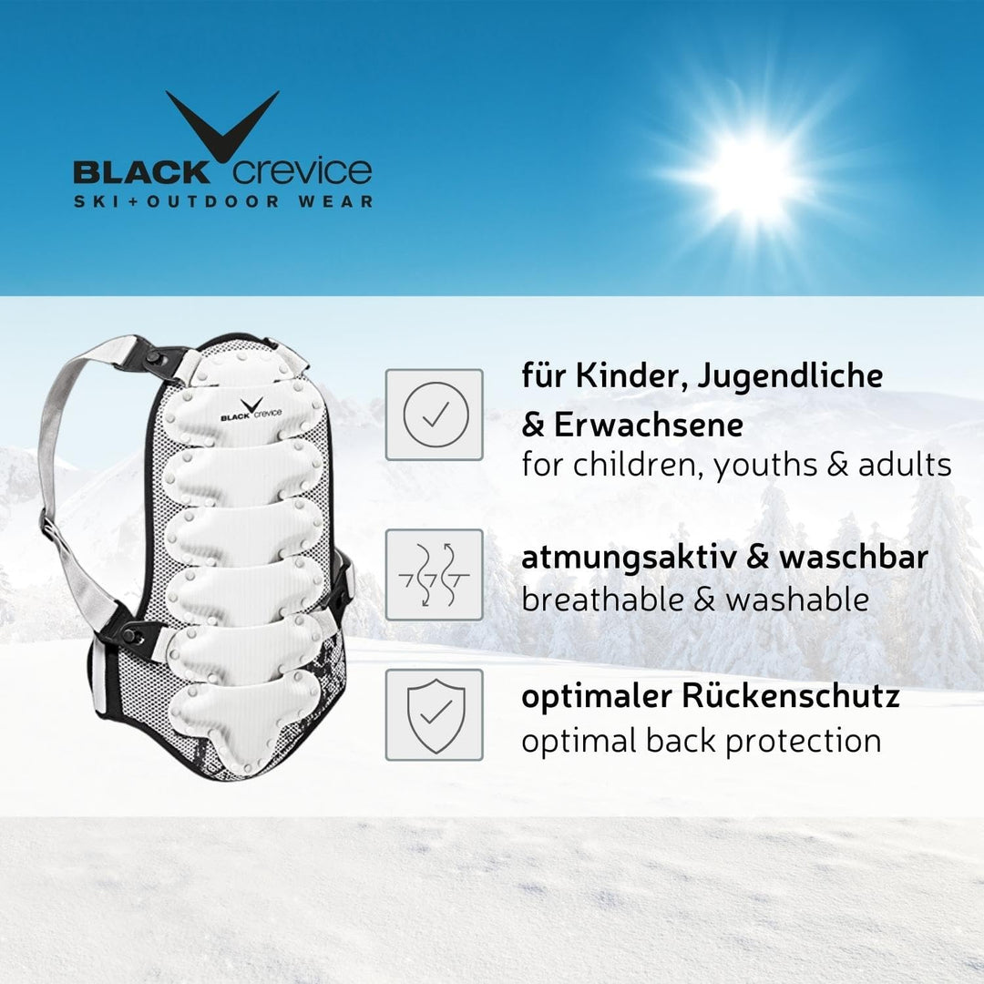 Black Crevice Rückenprotektor für Kinder, Jugendliche &amp; Erwachsene I Atmungsaktiver &amp; ergonomisch ge