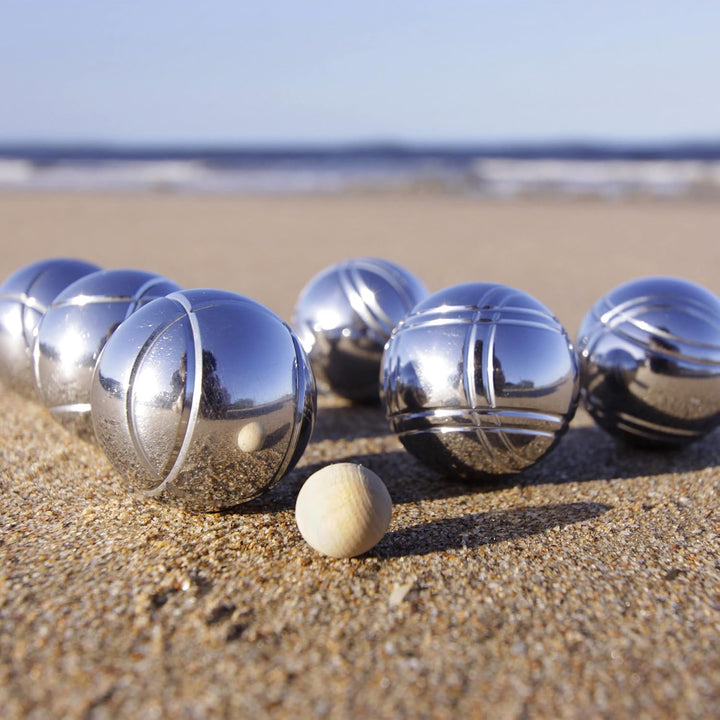2 x Boule Set, 12 Boccia Kugeln aus Metall, 2 x Zielkugel & Abstandsmesser, Petanque mit Tragetasche